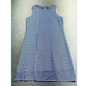 Duffield Lane Women S Blue White Stripe Sleeveless Shift Dress Preppy Minimalist